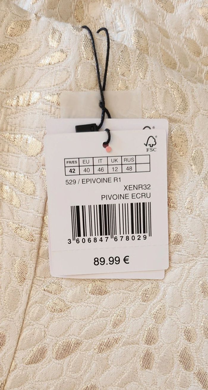 Robe bretelles fourreau crème doré taille 42 Naf Naf - photo numéro 3