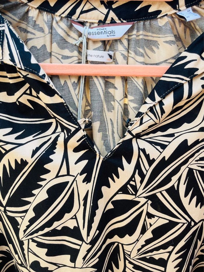 Robe à motifs noir & beige - Taille 48 - photo numéro 5