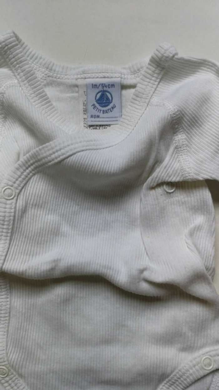 Lot de 2 bodies blanc ML 1 mois 54 cm Petit Bateau - photo numéro 2