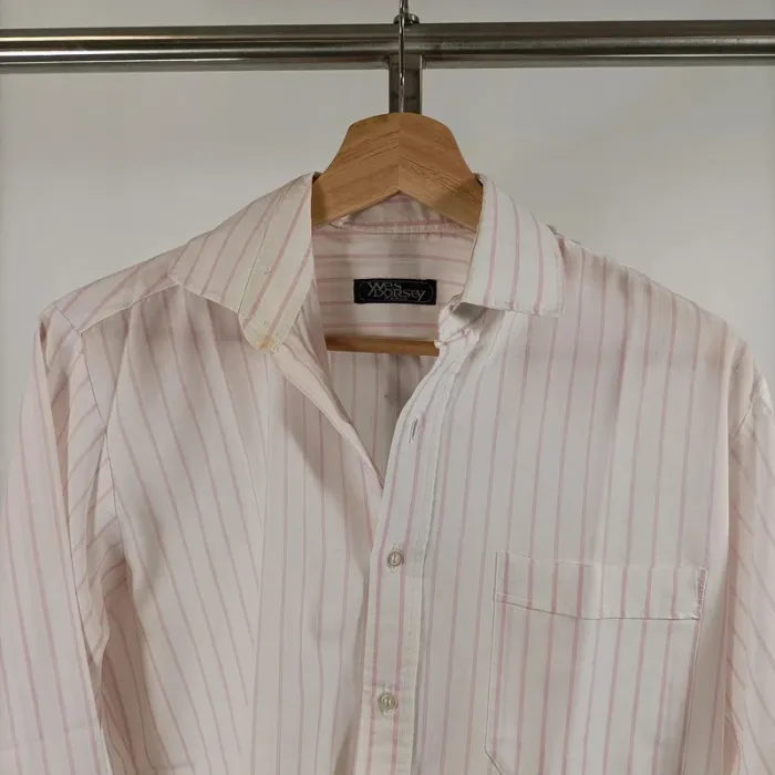 Chemise à rayures Yves Dorsey - blanc et rose clair - Taille XL estimée - A028 - photo numéro 2