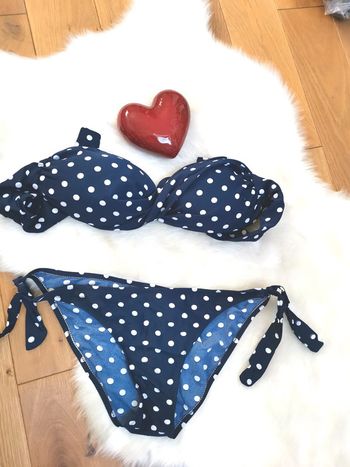 Ensemble maillots de bain | Bikini marine pois blanc Taille L/XL