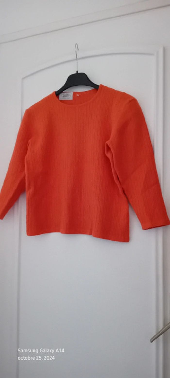 Pull court maille torsadée corail femme S Emme elle made in Italia - photo numéro 16