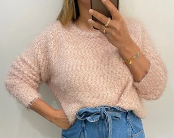 Superbe Pull Rose Duveteux Taille M