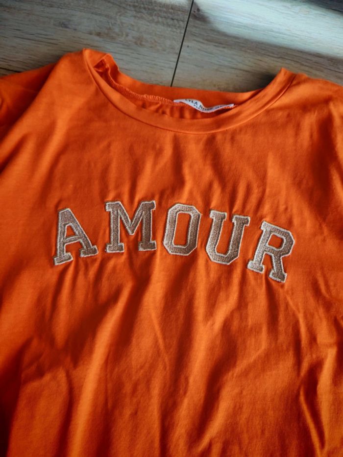 Tee shirt orange amour 12 ans - photo numéro 2