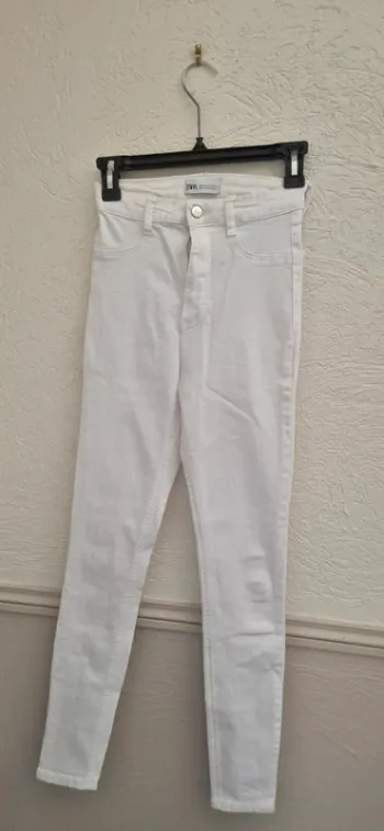 jean taille haute blanc zara