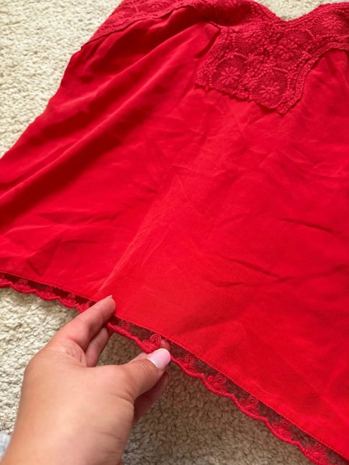 Débardeur rouge dentelle soie taille M - photo numéro 2