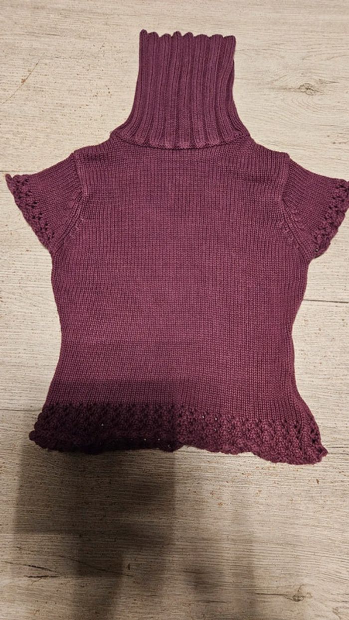 Pull à manches courtes et col roulé, petite broderie, Girls, 6/7 ans,peu mis - photo numéro 3