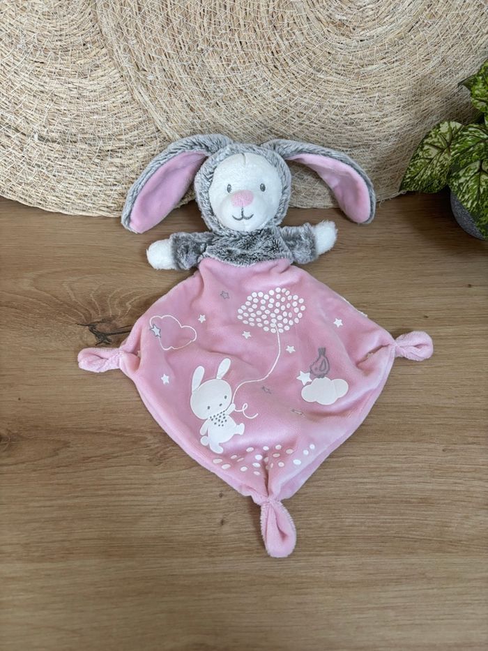 Doudou plat ours déguisé en lapin rose mots d enfants - photo numéro 4