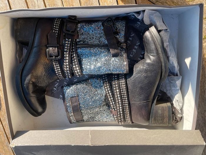 Bottes haute noire pailletées argentée - photo numéro 5