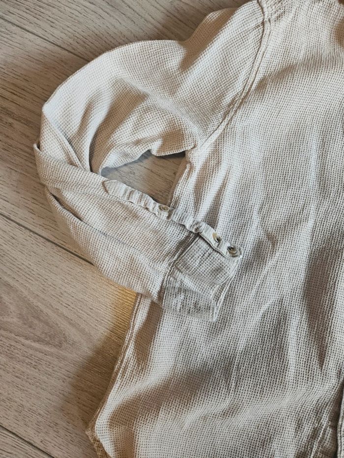Chemise manches longues effet nid d'abeille beige orchestra 12 ans - photo numéro 2
