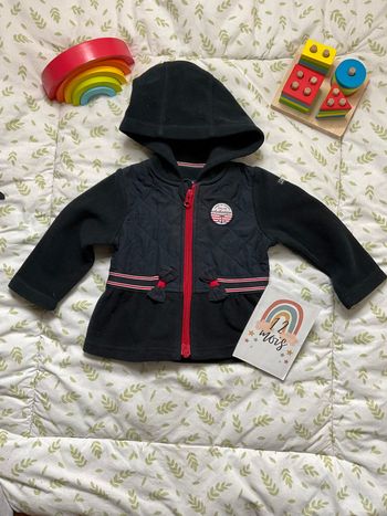 gilet zippé en polaire avec capuche terre de marins 12 mois