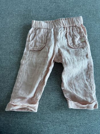 Pantalon rose en lin tartine et chocolat 6mois