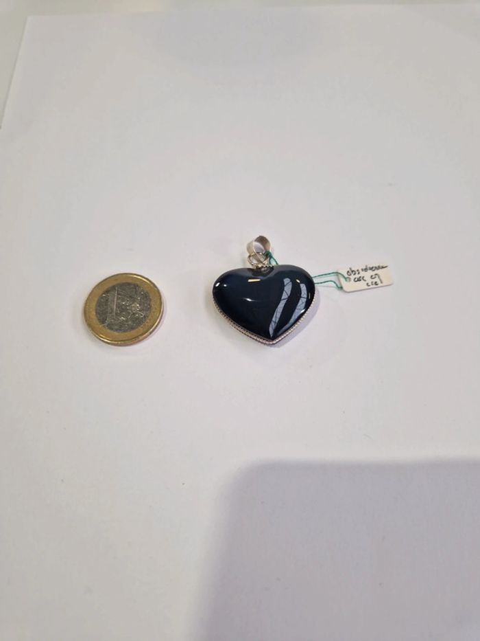 Pendentif obsidienne arc en ciel cœur Mexique