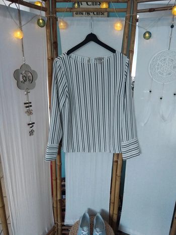 Blouse h&m blanche a rayures taille 42