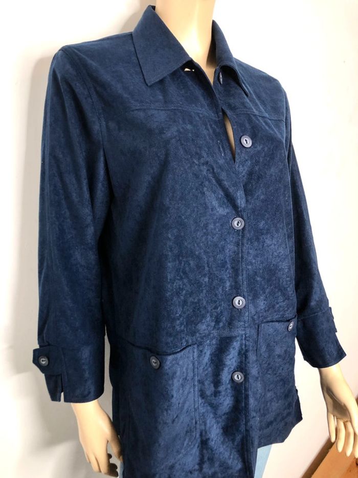 Très belle chemise style velour bleue nuit taille 40 (voir mesures) - photo numéro 3
