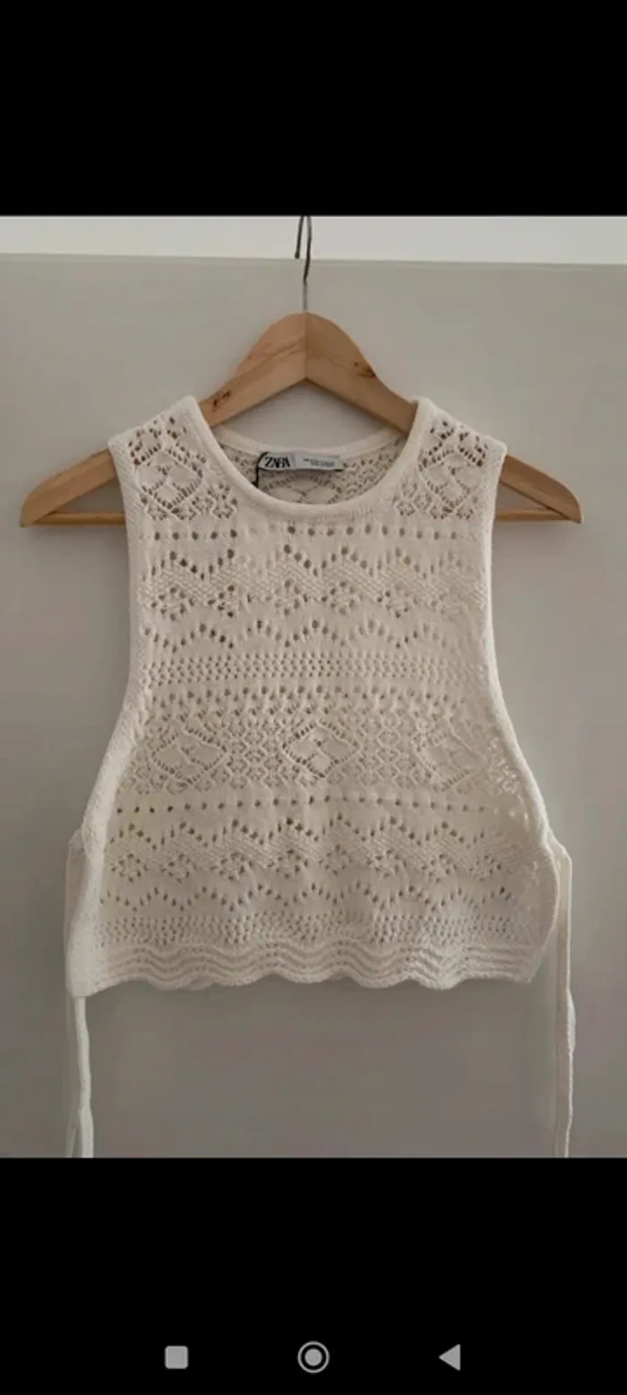 Débardeur en crochet blanc zara neuf sans étiquette M
