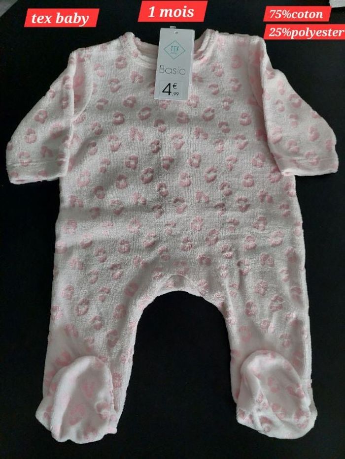 Grenouillère fille 1 mois rose pâle