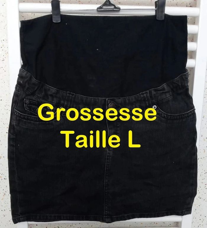 Jupe de grossesse en jeans noir H & M Mama Taille L