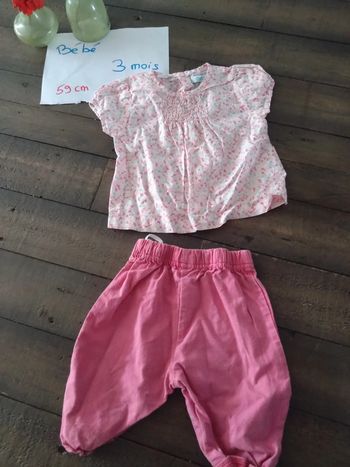 Ensemble été pantalon et blouse bébé fille obaibi t 3 mois