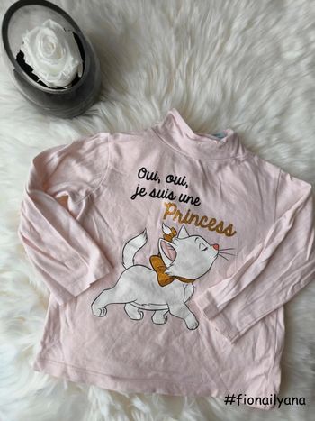 🌸 T-shirt ML Marie Aristochats Princess rose taille 18 mois 🌸