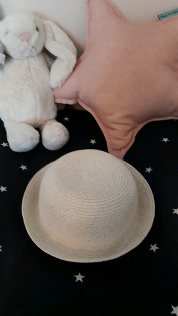 Chapeau rigide blanc pailleté Z Grain de Blé taille 47 cm neuf sans étiquette