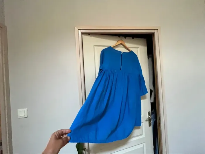 Robe Bleu - Made in Italie - taille 42 Lin et coton - photo numéro 2