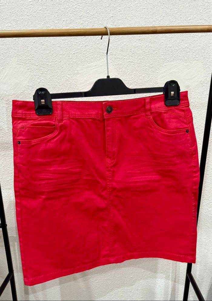 Jupe droite rose unie Camaïeu - Taille 42