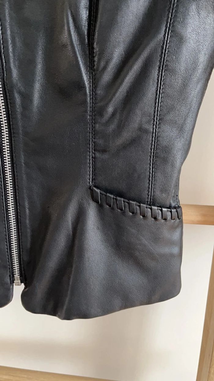 Veste Cuir Noir Mango XS - photo numéro 8