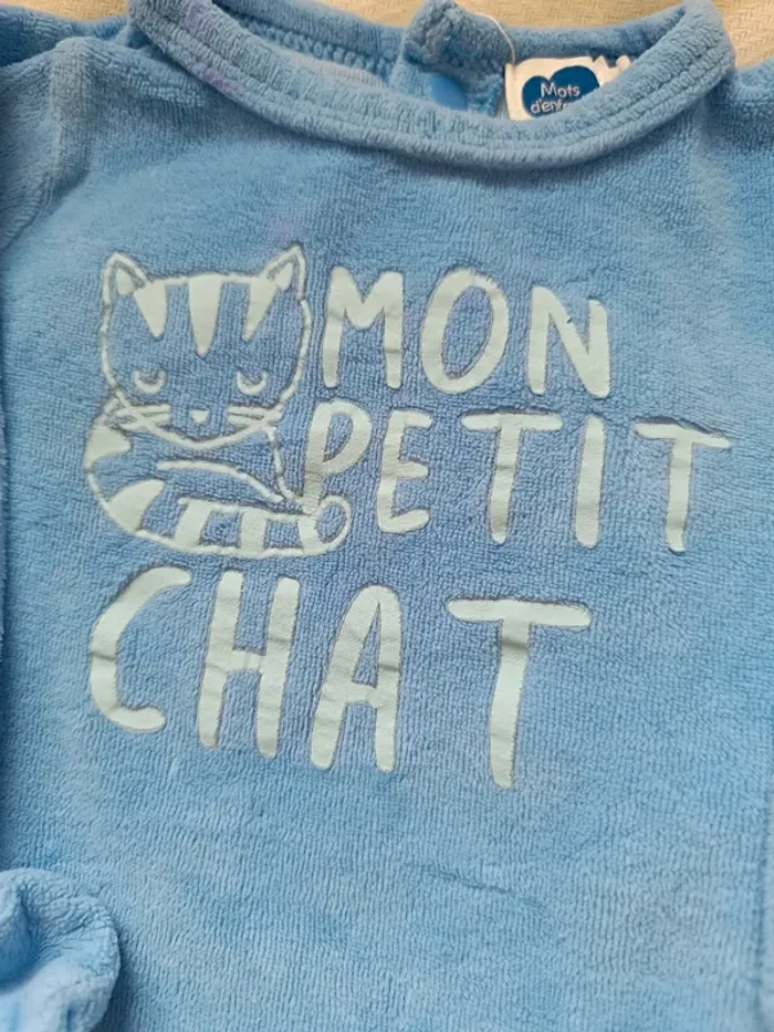 đ pyjama Ă©pais bleu mon petit chat 6 mois đ - photo numĂ©ro 2