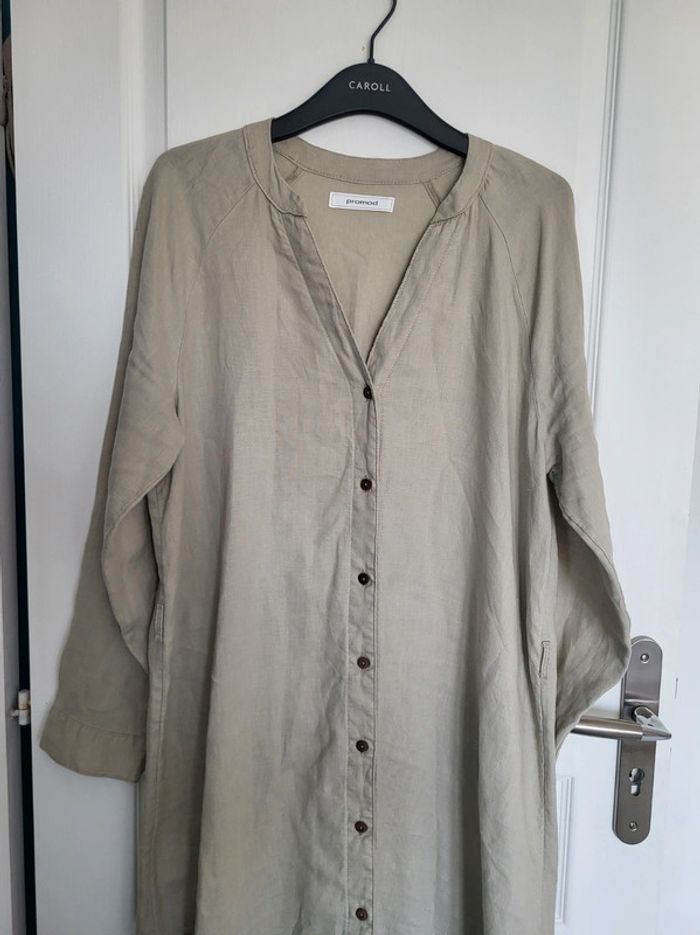 Robe chemise longue 100% lin taille 38 Promod - photo numéro 3