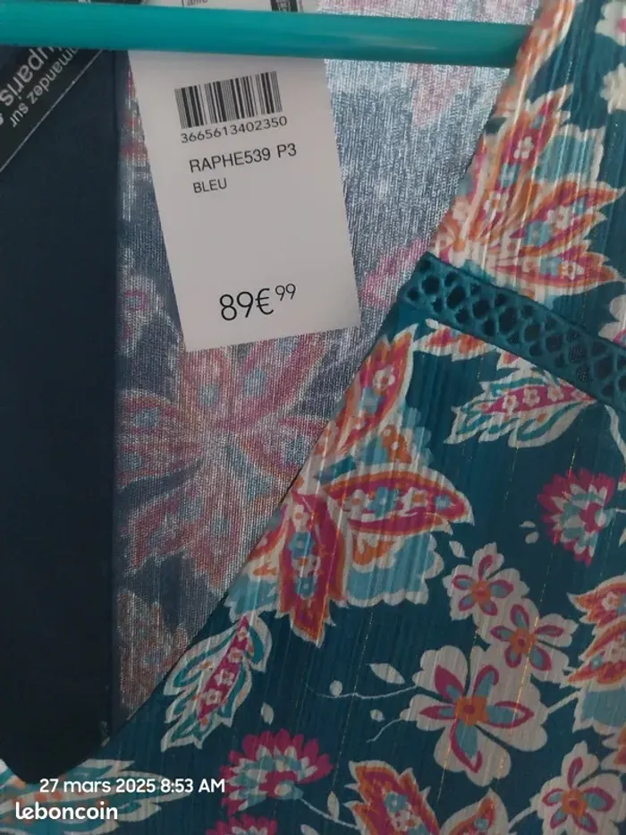 Robe courte imprimé à fleurs BLEU - RIU PARIS - TAILLE 46 - photo numéro 7
