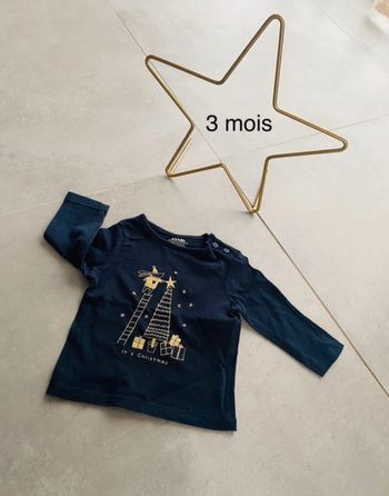 Tee shirt Noël bleu marine 3 mois kiabi