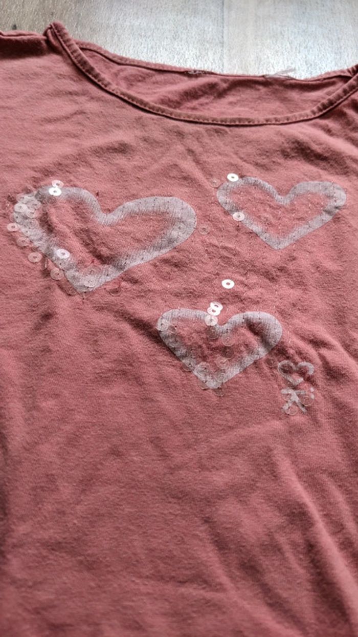 Tee-shirt rose coeur blanc 18 mois - photo numéro 3