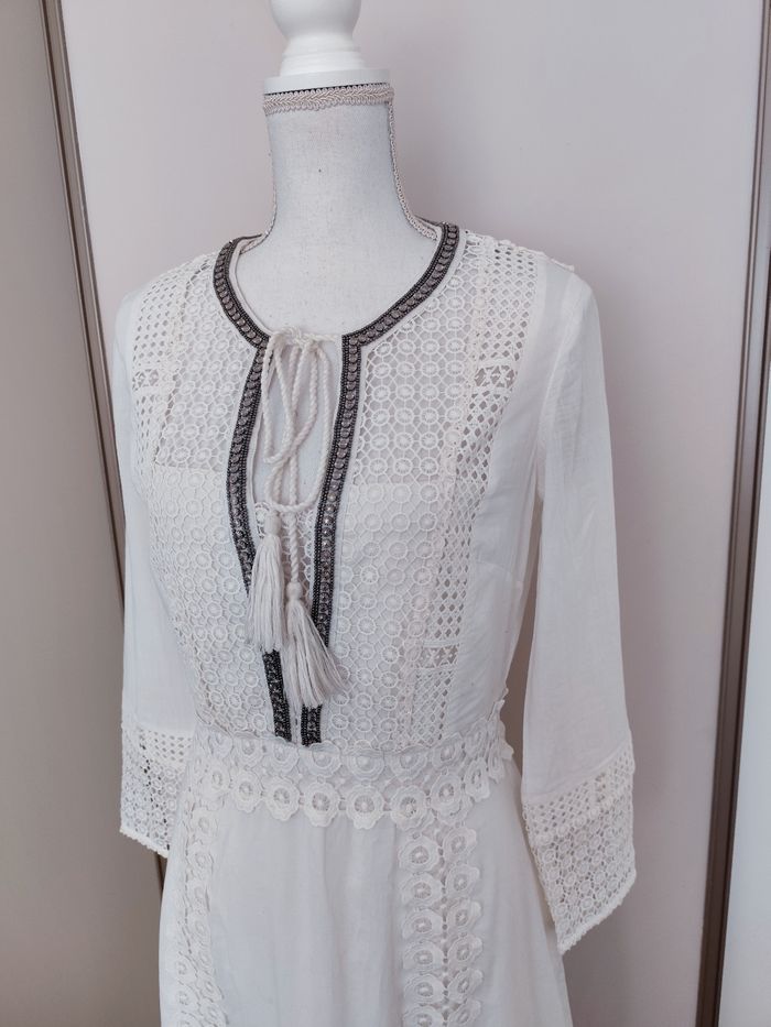 Robe longue the kooples taille S coton blanc et dentelle toutes saisons - photo numéro 3