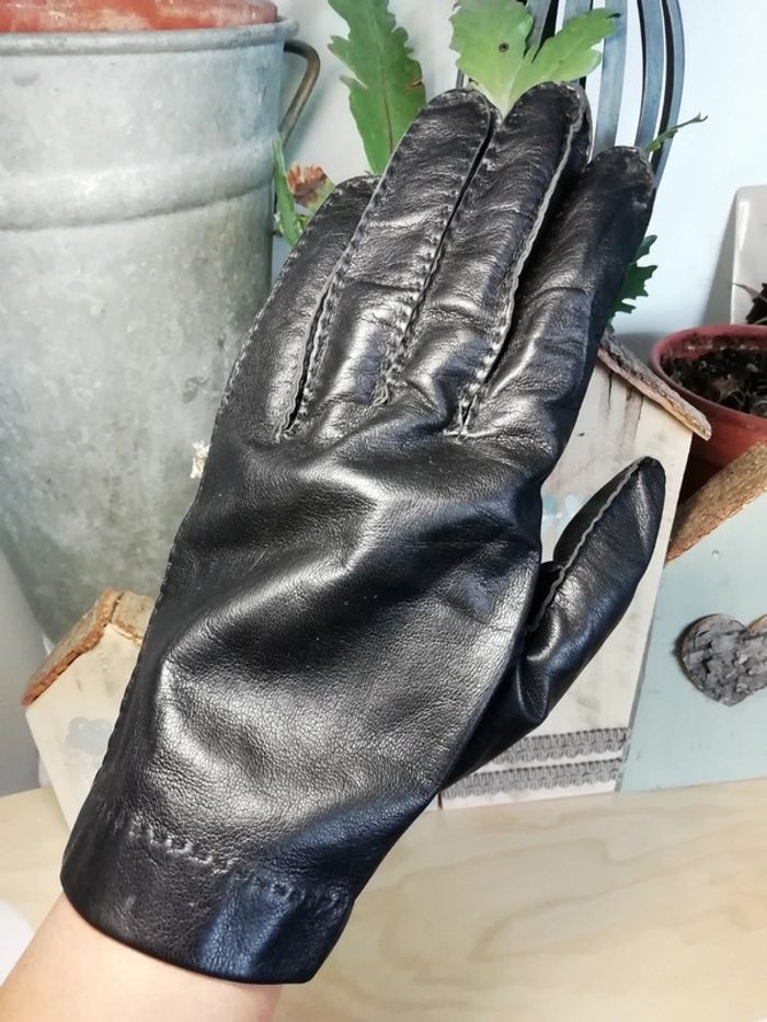 Gants gloves Cuir noir black unisexe automne hiver winter