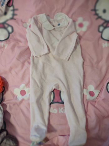 Dors bien velours rose clair avec col claudine Jacadi