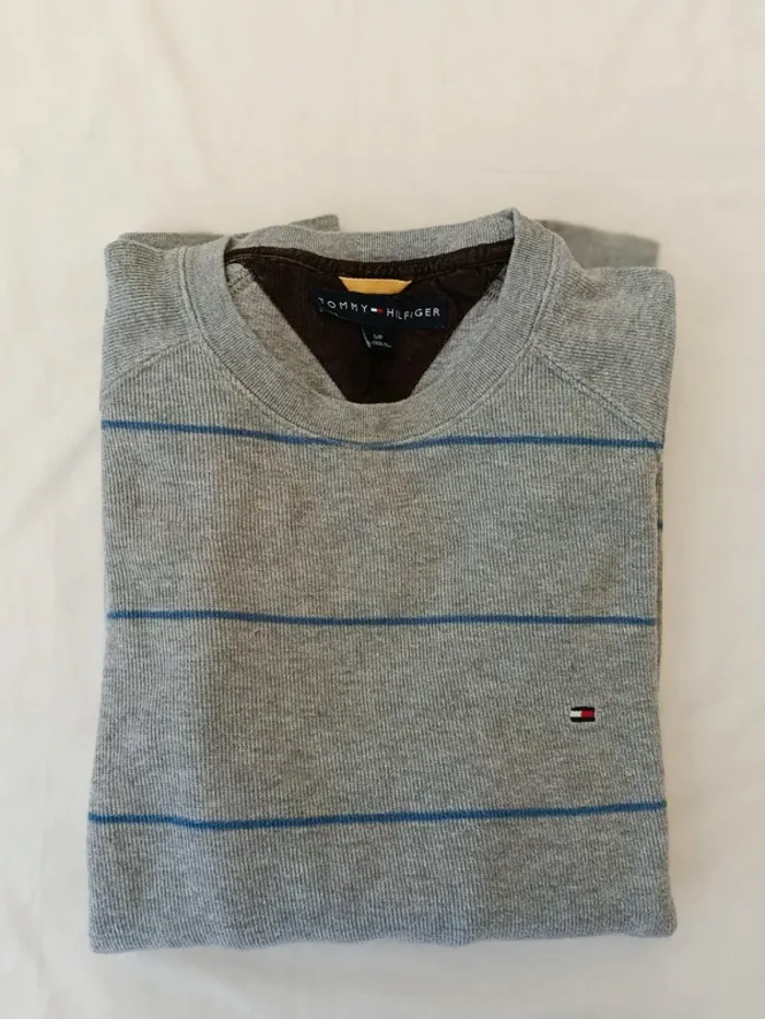Jolie pull/Sweat gris tommy Hilfiger taille S homme rayé - photo numéro 11