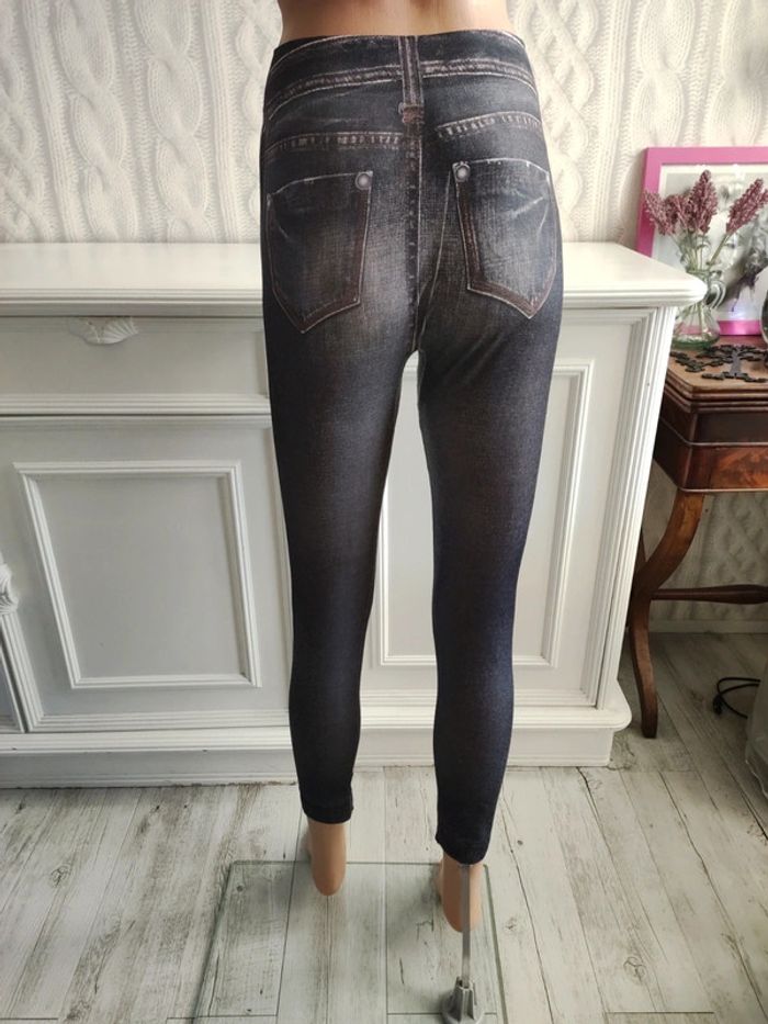 Leggings collant imprimé jean - photo numéro 3
