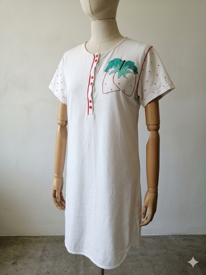 Chemise de nuit coton blanche avec broderies Taille 44 linclalor - photo numéro 3