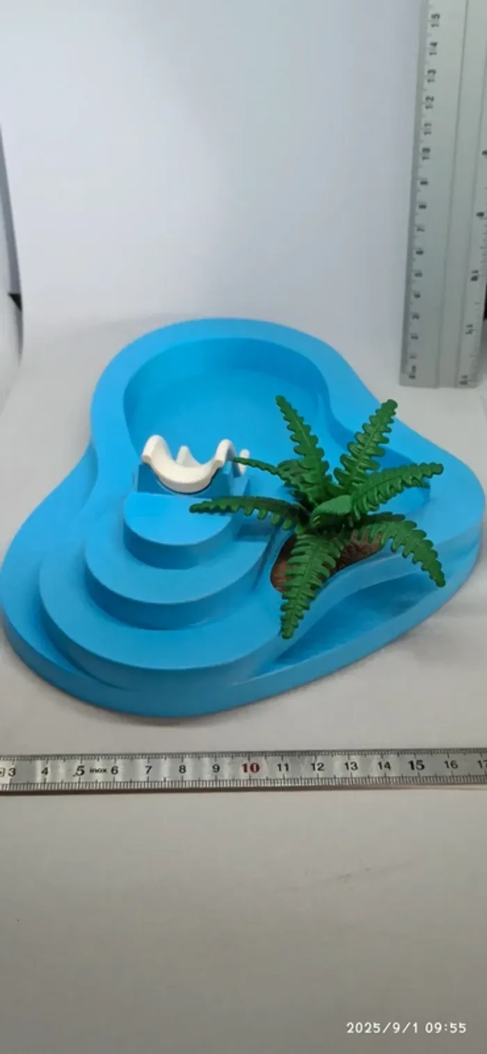Piscine bassin avec toboggan blanc playmobil - photo numéro 3