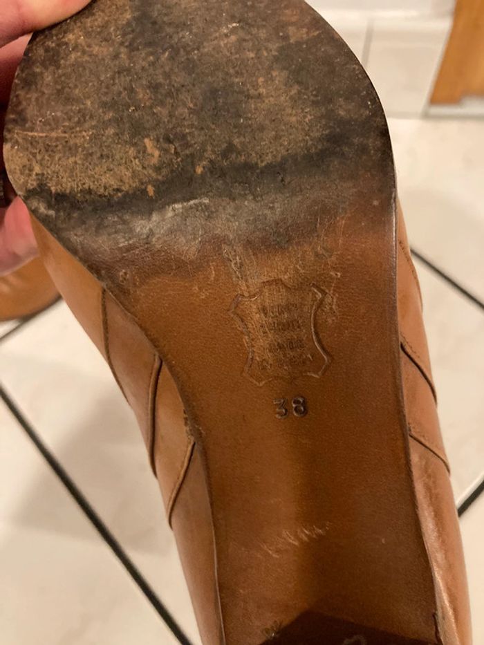 Boots camel en cuir taille 38 made in italy - photo numéro 4