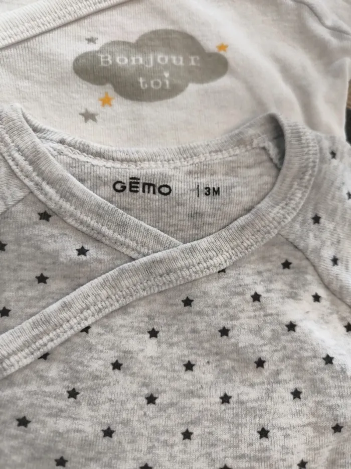 Lot de 3 bodies ouverture croisée garçon mc 3 mois Gémo - photo numéro 9