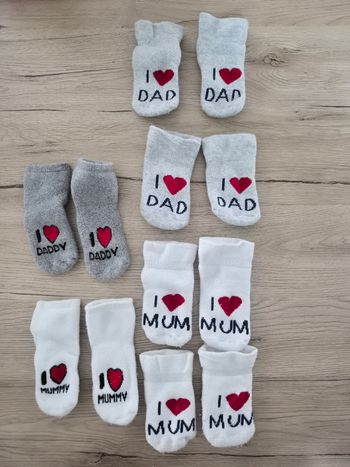 Lot 6 paires de chaussettes, I love MUM/DAD.