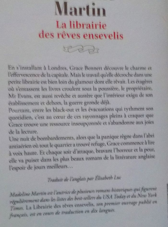 LA LIBRAIRIE DES REVES ENSEVELIS de Madeline MARTIN Ed. France Loisirs - photo numéro 2