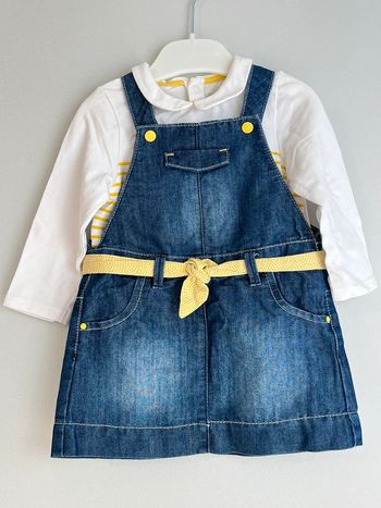 Ensemble robe et chemisette bleu et blanc 12 mois Obaïbi