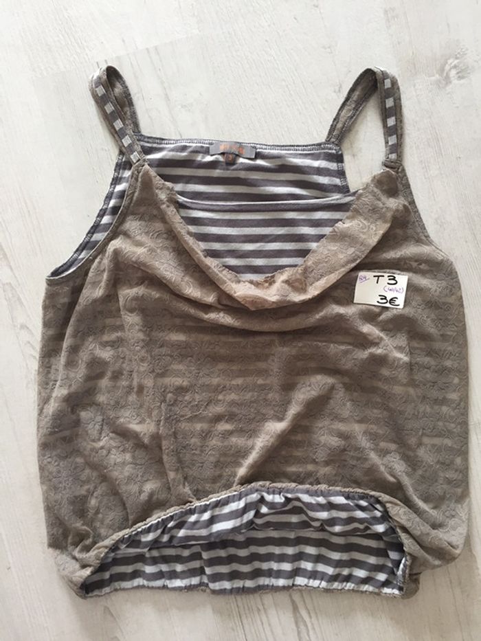 504-Haut gris voile kaki T 3 ( 40/42) - photo numéro 5
