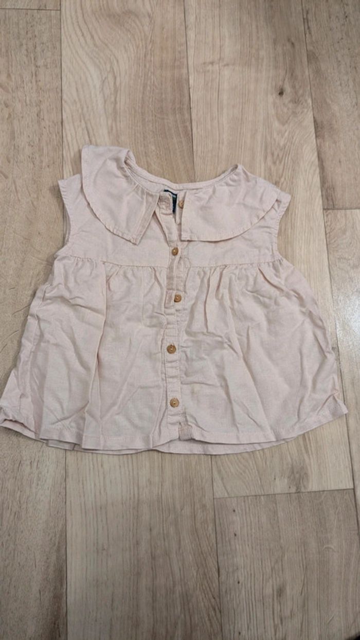 Chemise manches courte rose poudré 18 Mois - photo numéro 1