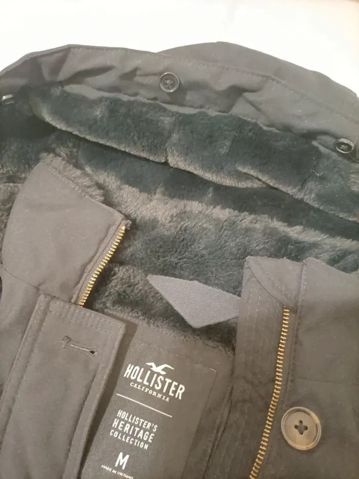 Manteau noir fourré Hollister taille M - photo numéro 3