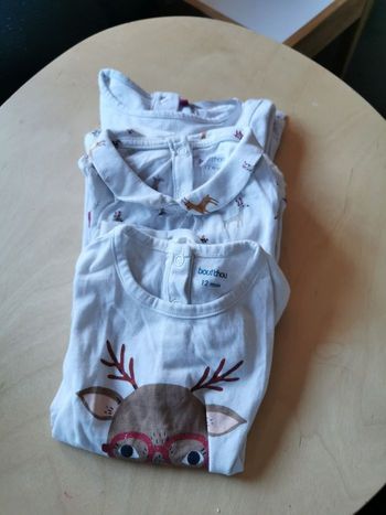 Lot de 3 t-shirts manches longues bébé fille 12mois boutchou et orchestra