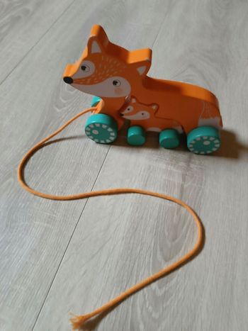 Renard à tirer en bois